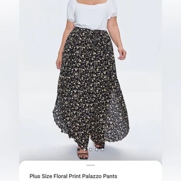NEW Forever 21 Floral Palazzo Pants 1X - Picture 2 of 12